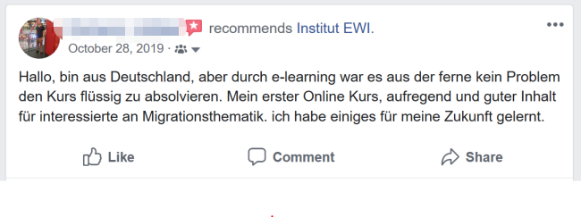 assistentin EWI Facebook feedback