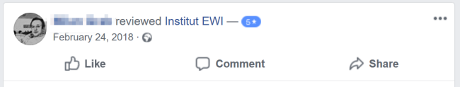 Bewertung bei Facebook für Ausbildungen beim EWI (Trainerausbildung, DaF oder Digitaltrainer)