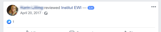 Bewertung bei Facebook für Ausbildungen beim EWI