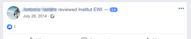 Bewertung bei Facebook Institut EWI