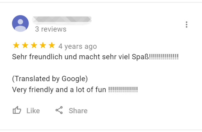 bewertung bei google Trainerausbildung und ähnliche